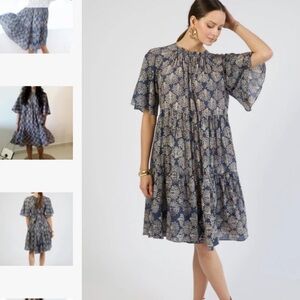 Mirth Vienna Dress in Navy Peacock Size Small Handmade Edition